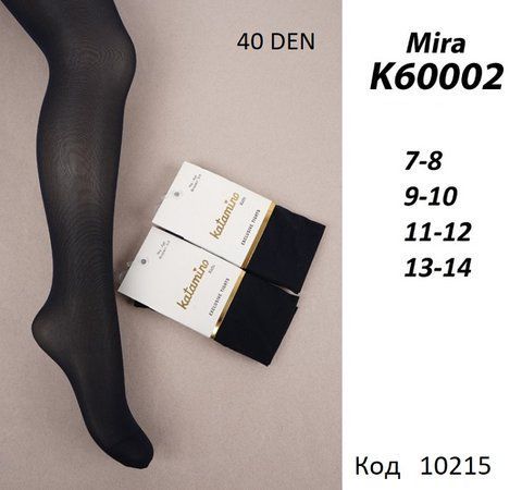 ArtiKatamino Колготки капронові 40 DEN 90%ПА,10%Ел ОДНОТОН К60002 Siyah(чорний) 6(1) шт. 10215 фото