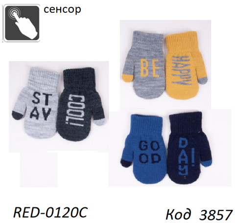 YO од.Рукавиці для хлопчика в'язані RED-0120C Акрил. СЕНСОР 12,14,16 разм. 6 шт 03857 фото