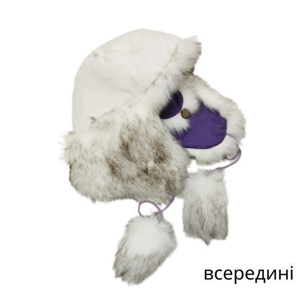Ukr Шапка-вушанка плащівка на хутрі ФІОЛЕТ розмір52,54 3(2)шт 07259 фото