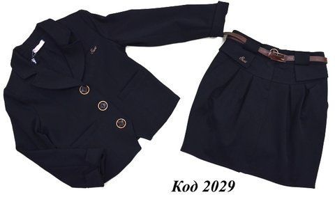 ,,Suzie122-152шерстьКОСТЮМ Піджак "Габбі"(8834)+Спідниця чорний 122-152 6 шт. 02029 фото