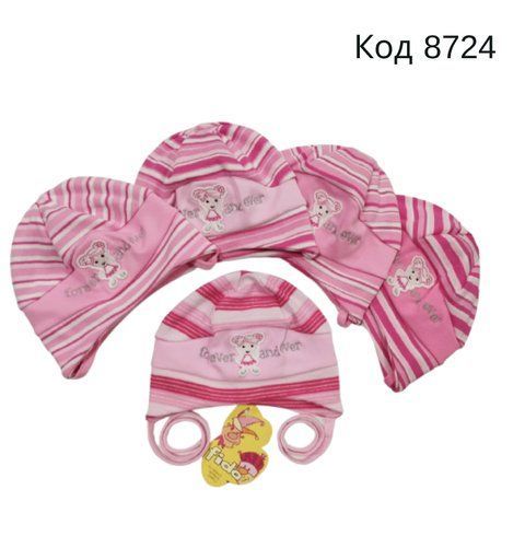 .FIDO Шапка трикотажна для дівчинки (на зав'язках) №456 Польща 38-40 5шт 08724 фото